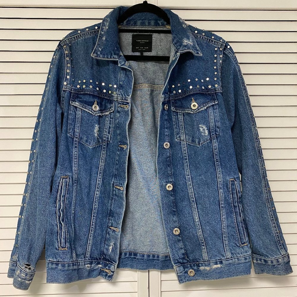 Zara Trafaluc Jean Studded Oversized Jacket - S